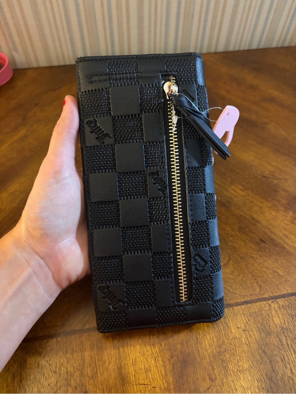 Juicy Couture Miss Independent Black Checkered Flap Wallet Clutch NWT $49 - Picture 4 of 4